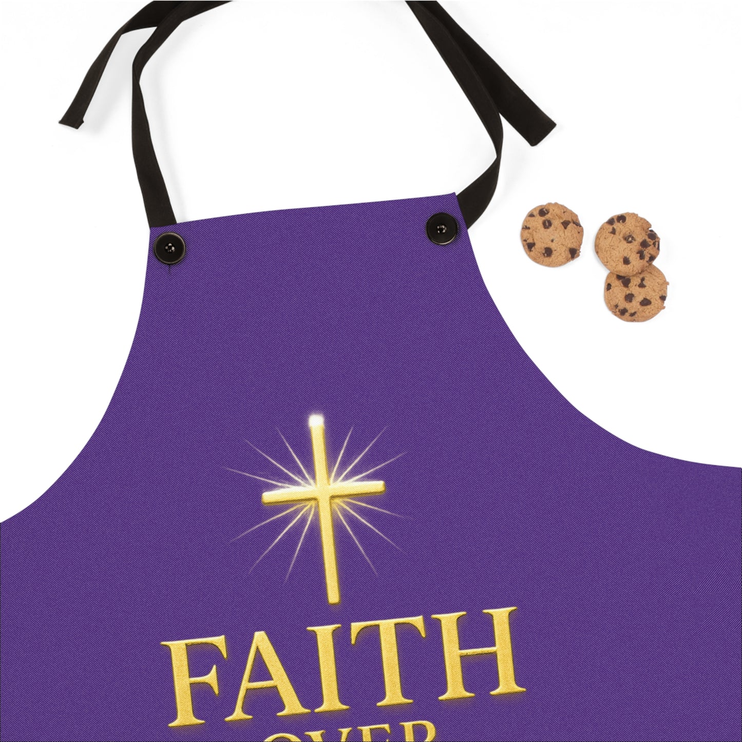 Faith Over Fear Apron, Inspirational Kitchen Gear, Religious Cooking Gift, Purple Kitchen Helper, Perfect for Holidays, Baking Connection