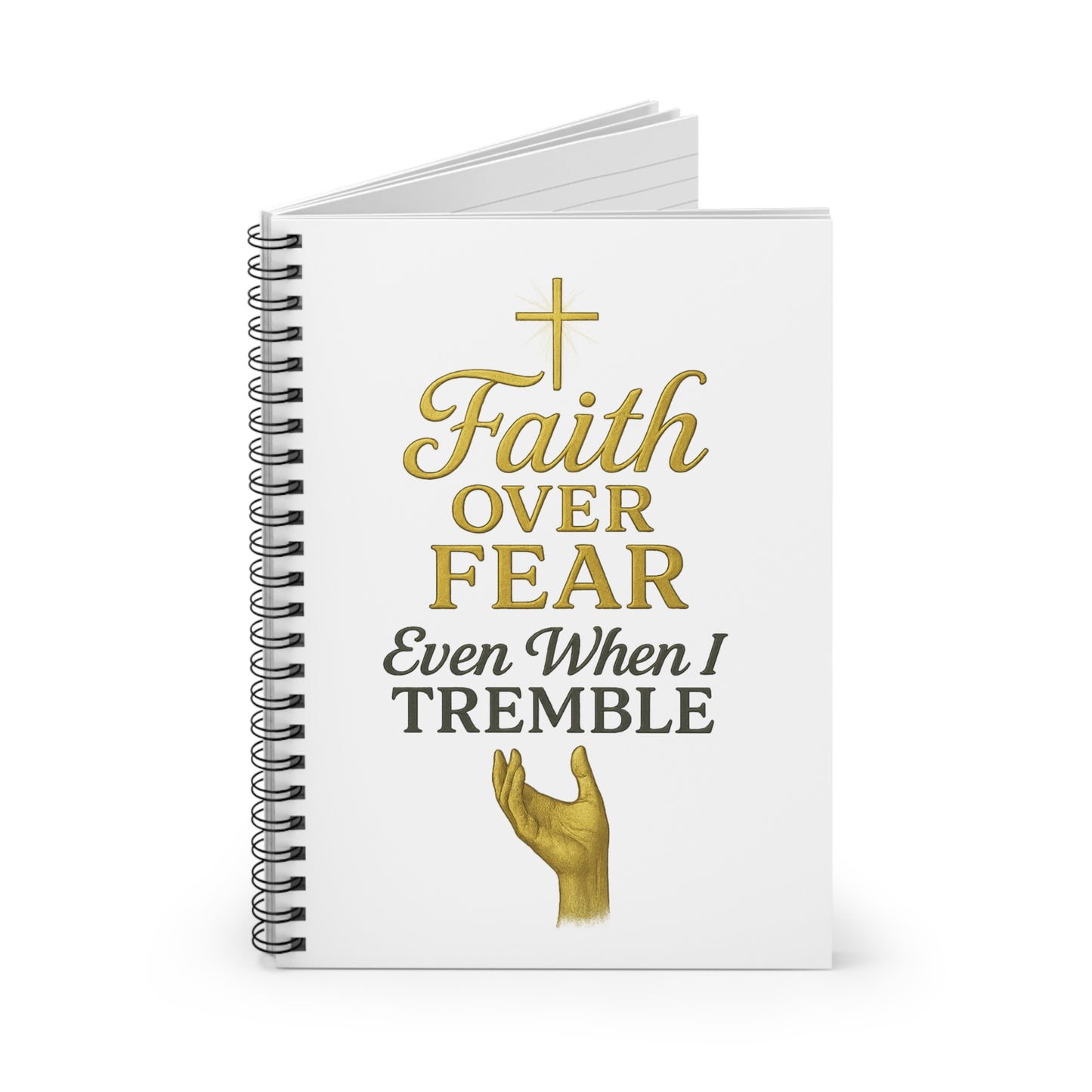 Faith Over Fear Spiral Notebook - Inspirational Journal, Motivational Gift, Christian Supplies, Hand Lettered Design, Spiritual Reminder