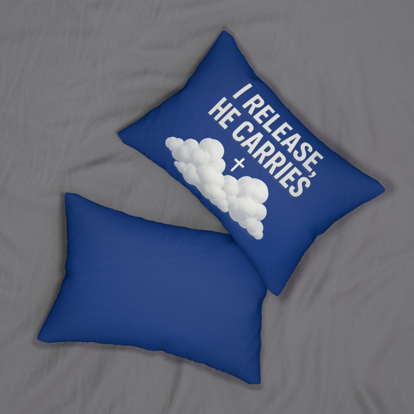 Inspirational Lumbar Pillow: I Release, He Carries - Cozy Home Decor, Faith-Based Gift, Relaxation, Uplifting Message, Spiritual Comfort