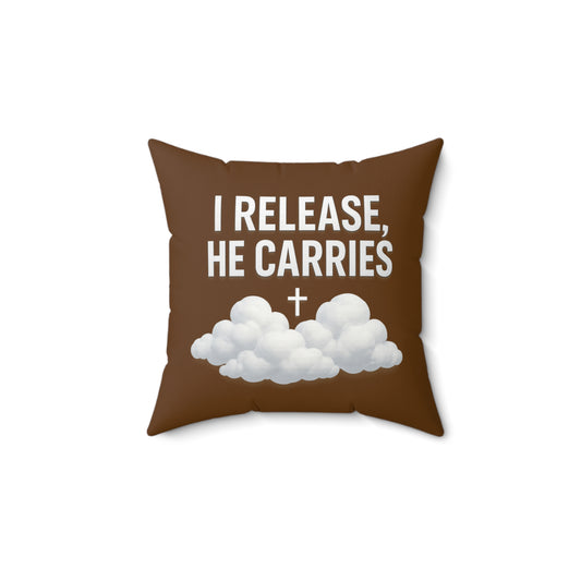 Spun Polyester Square Pillow with Inspirational Quote, Faith-Based Home Decor, Gift for Friends, Spiritual Living Room Accent