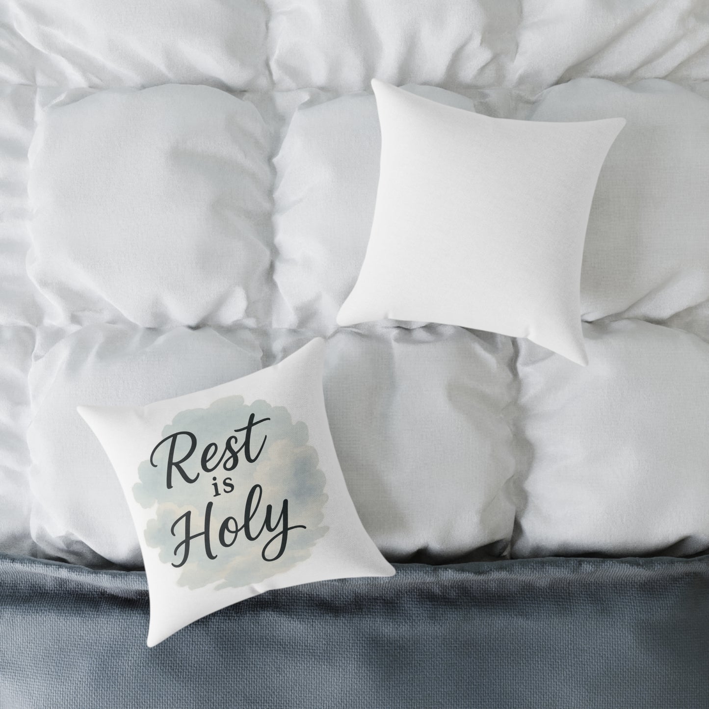 Decorative Throw Pillow - 'Rest is Holy' - Cozy Home Accent, Gift for Home Decor Lovers, Relaxation, Meditation, Self-Care