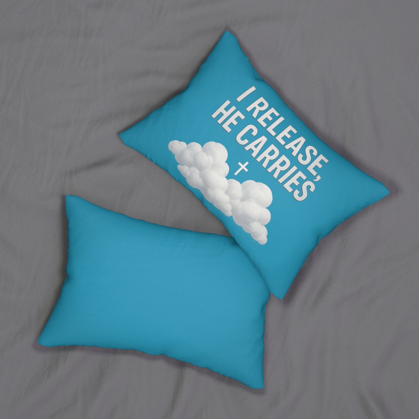 Inspirational Lumbar Pillow - I Release, He Carries, Home Decor, Religious Gift, Motivational Cushion, Prayer Pillow