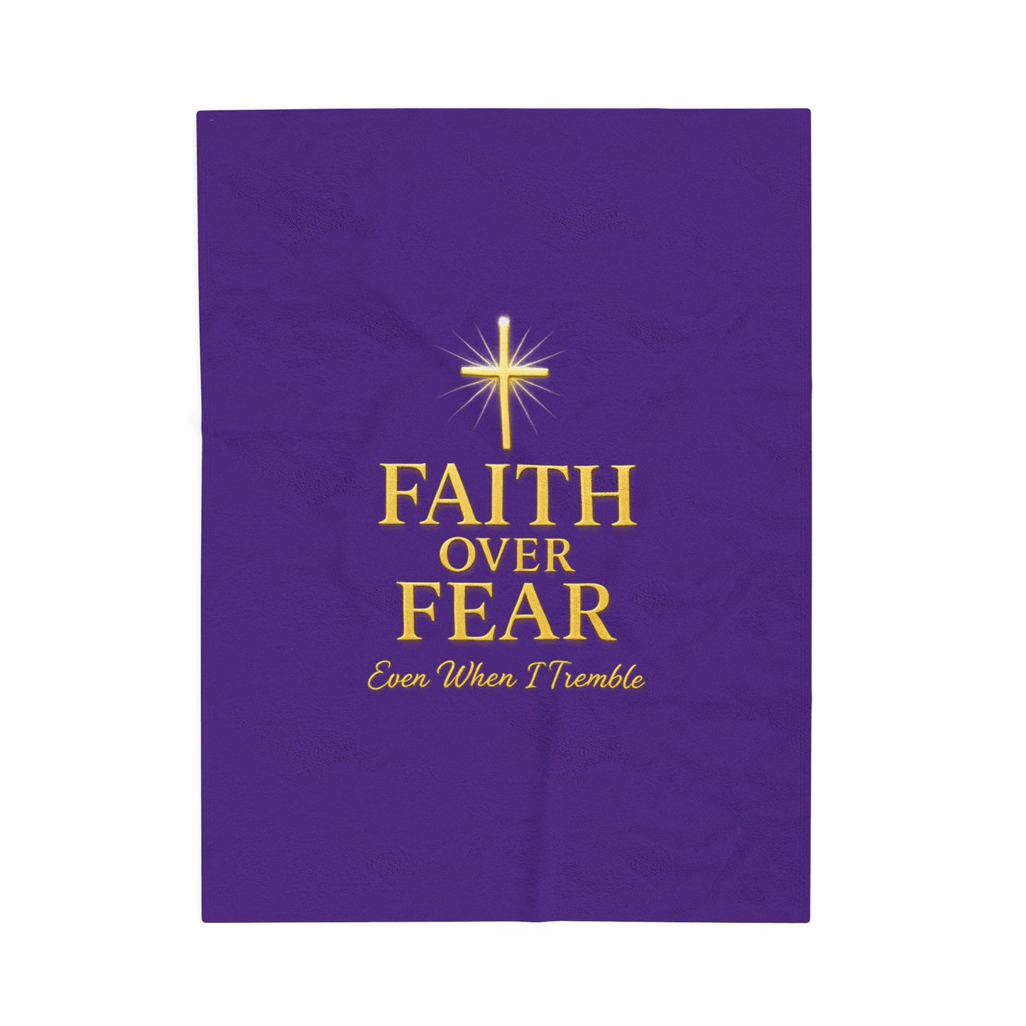 Faith Over Fear Velveteen Plush Blanket, Cozy Christian Blanket, Inspirational Gift, Soft Throw, Home Decor, Religious Comfort