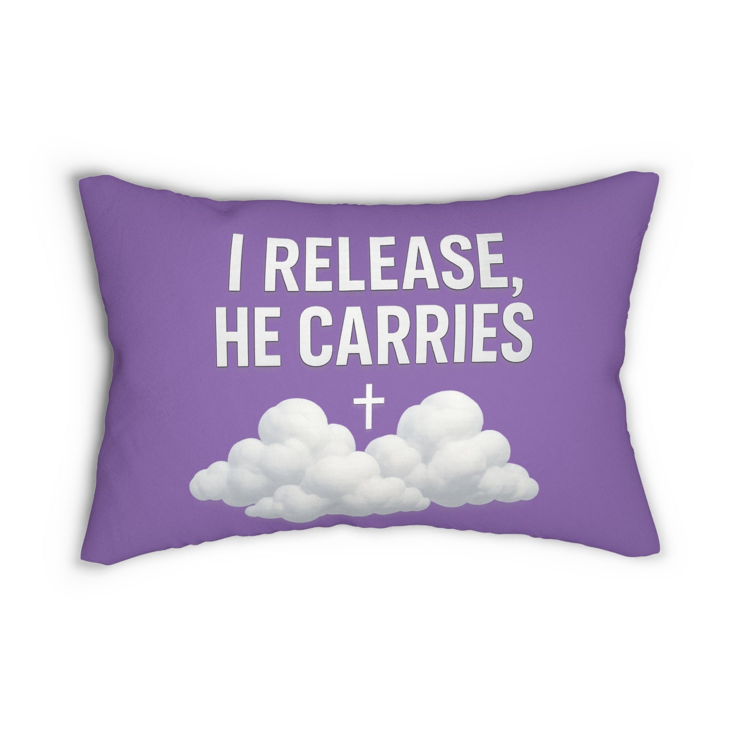 Inspirational Lumbar Pillow, Faith-Based Home Decor, ‘I Release, He Carries’, Christian Gift, Relaxing Cushion, Prayer Decor