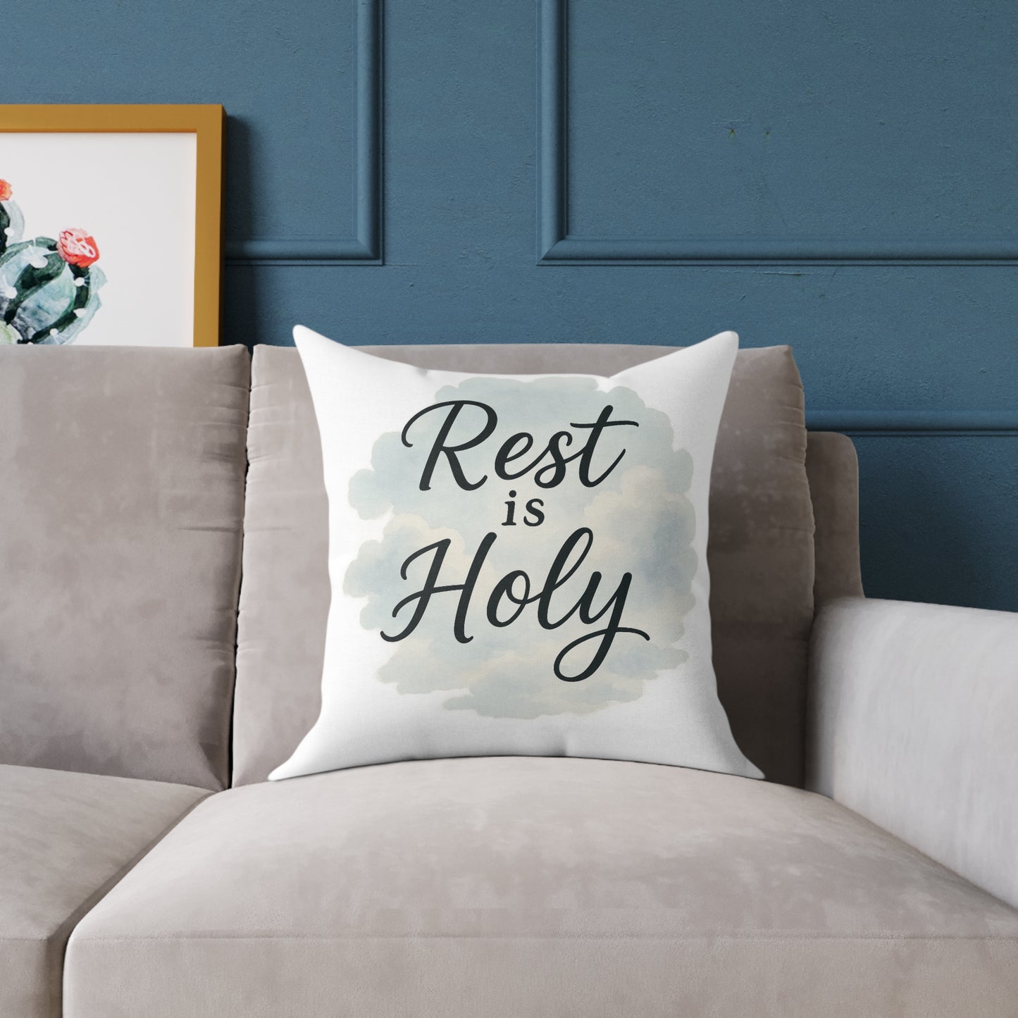 Decorative Throw Pillow - 'Rest is Holy' - Cozy Home Accent, Gift for Home Decor Lovers, Relaxation, Meditation, Self-Care