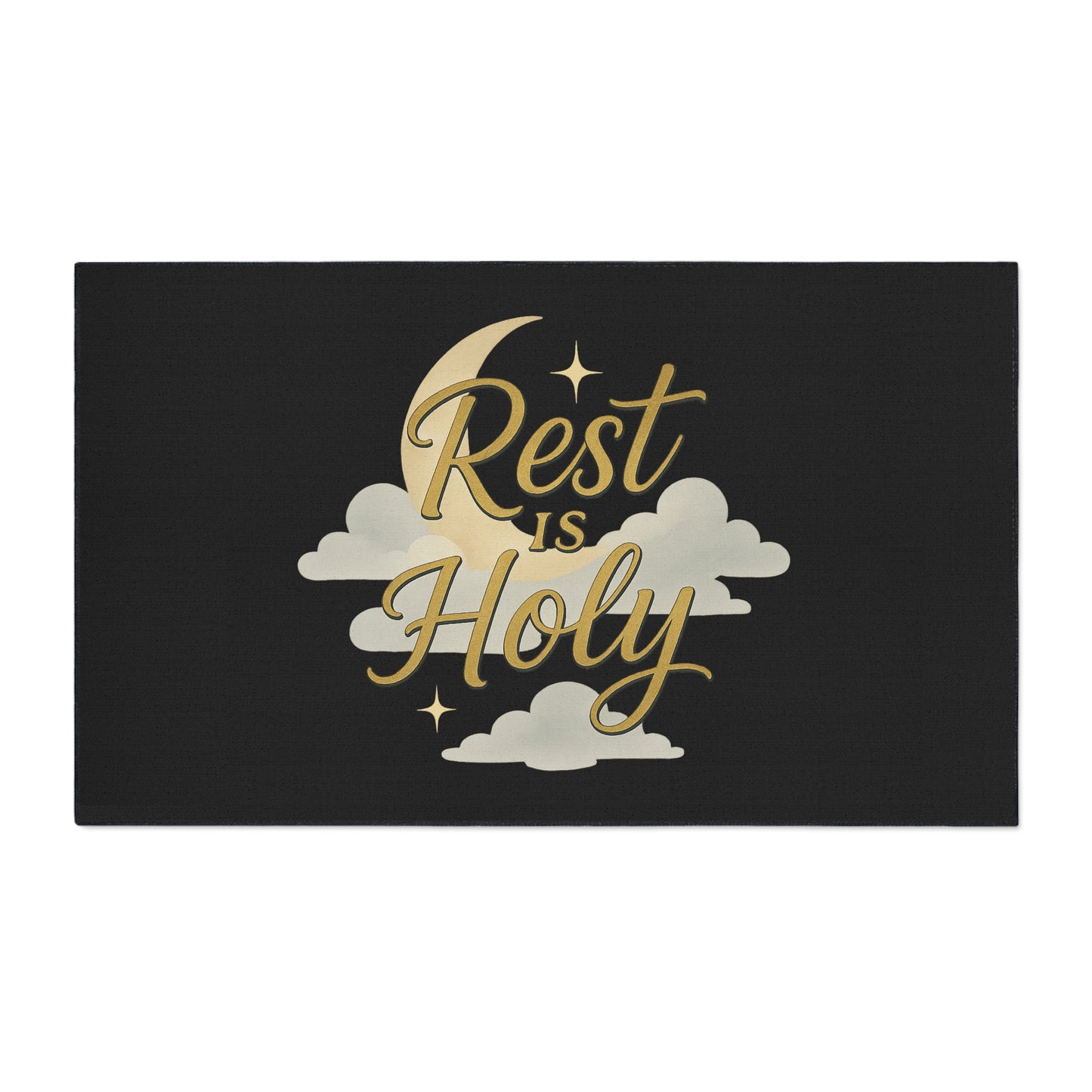 Rest is Holy Heavy Duty Floor Mat - Inspirational Entrance Rug, Home Decor, Relaxation Gift, Meditation Mat, Spiritual Floor Decor
