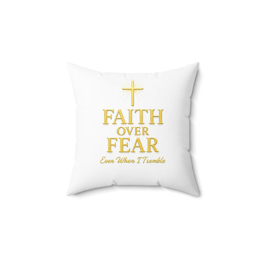 Inspirational Faith Over Fear Pillow, Home Decor, Christian Gift, Cozy Living Room Cushion, Uplifting Bedroom Accent