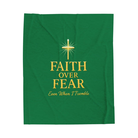 Inspirational Faith Over Fear Plush Blanket, Cozy Throw for Comfort, Home Decor, Gifts for Celebrations, Religious Decor, Soft Blanket