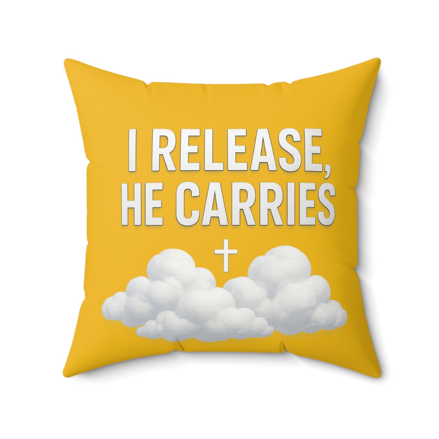Inspirational Throw Pillow, Comfort Decor, Faith-Based Home Accent, Encouragement Gift, Yellow Cloud Cushion