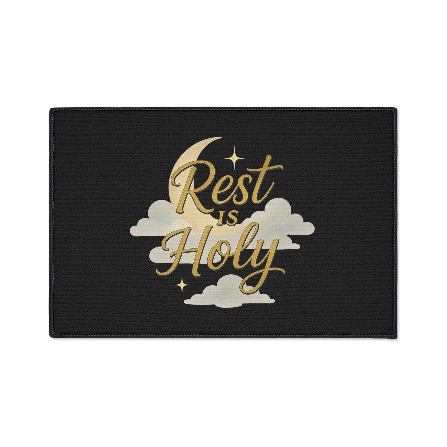 Rest is Holy Heavy Duty Floor Mat - Inspirational Entrance Rug, Home Decor, Relaxation Gift, Meditation Mat, Spiritual Floor Decor