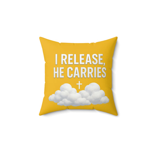 Inspirational Throw Pillow, Comfort Decor, Faith-Based Home Accent, Encouragement Gift, Yellow Cloud Cushion