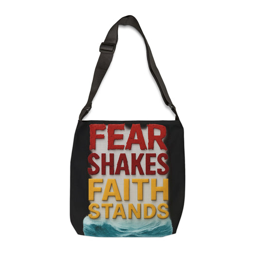 Inspirational Adjustable Tote Bag, Motivational Tote, Faith Stands Bag, Everyday Use, Gift for Her, Beach Bag