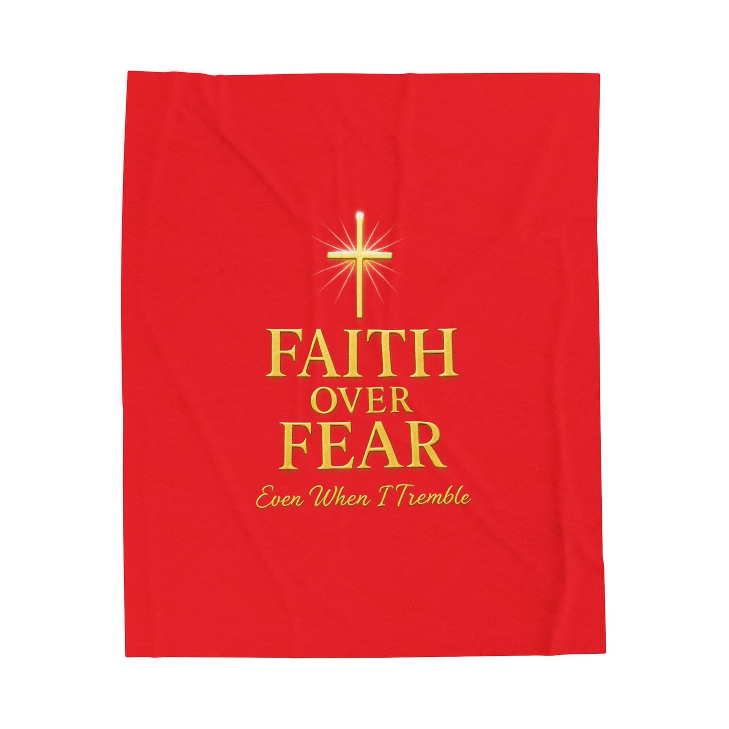 Faith Over Fear Velveteen Plush Blanket - Inspirational Throw for Comfort, Cozy Decor, Gift for Friends, Home & Family, Relaxation