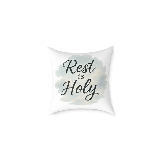 Decorative Throw Pillow - 'Rest is Holy' - Cozy Home Accent, Gift for Home Decor Lovers, Relaxation, Meditation, Self-Care
