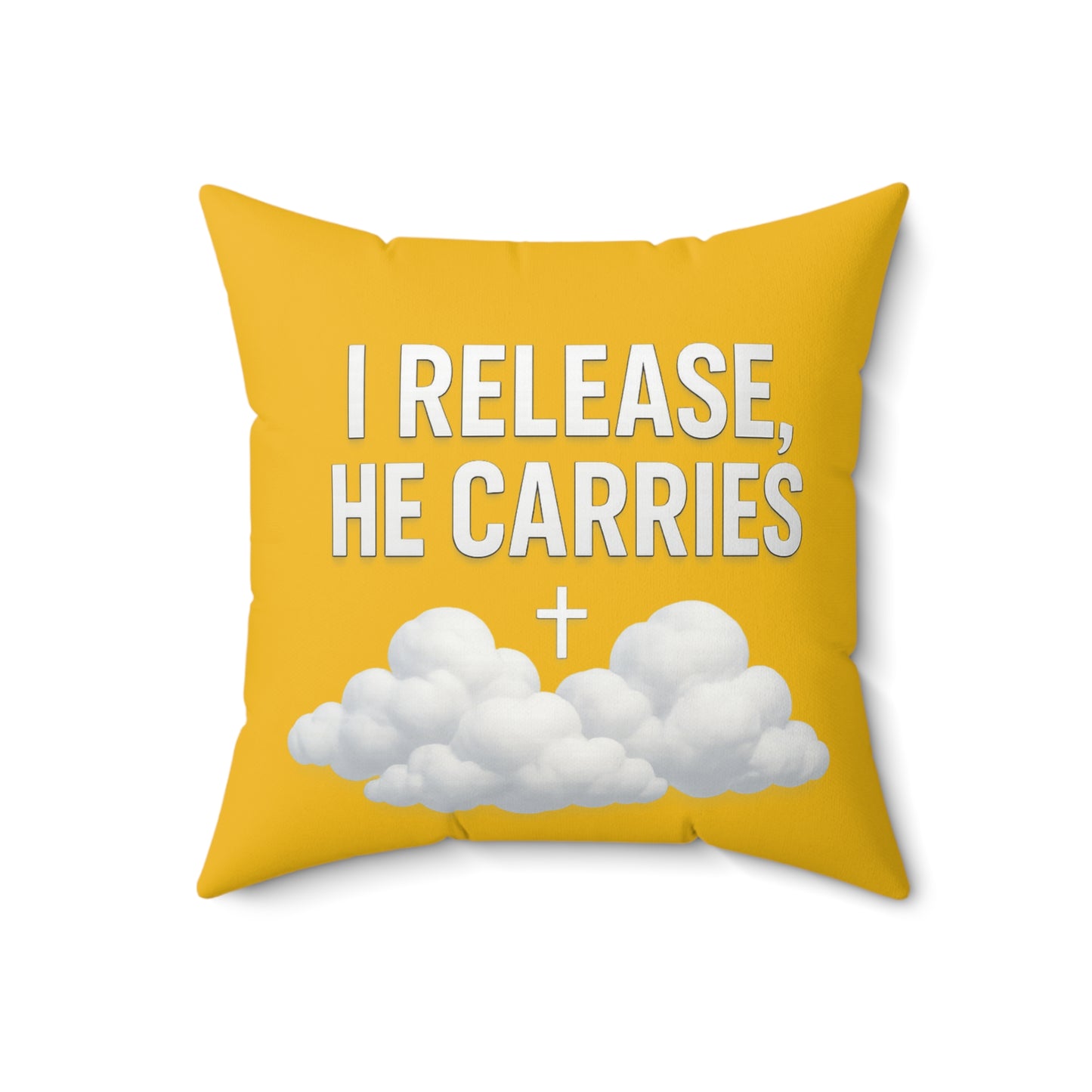 Inspirational Throw Pillow, Comfort Decor, Faith-Based Home Accent, Encouragement Gift, Yellow Cloud Cushion