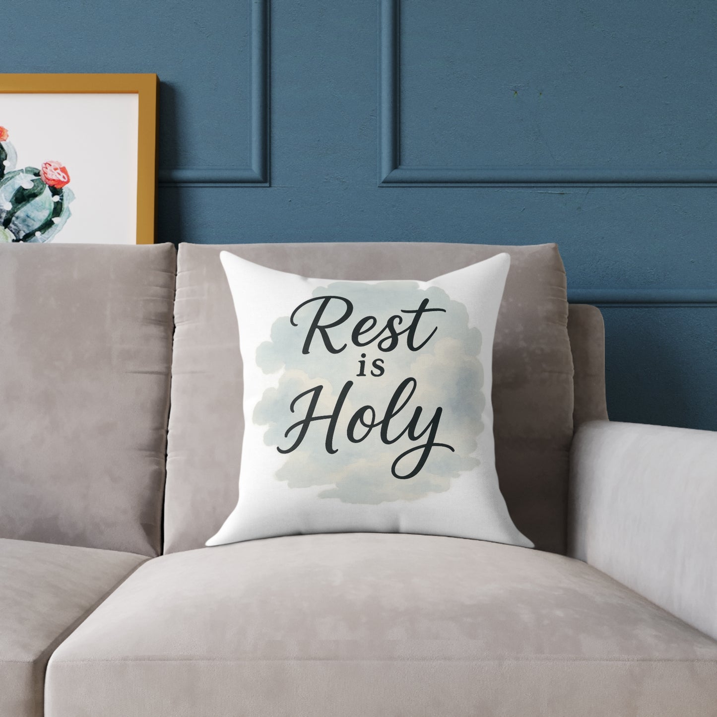 Decorative Throw Pillow - 'Rest is Holy' - Cozy Home Accent, Gift for Home Decor Lovers, Relaxation, Meditation, Self-Care