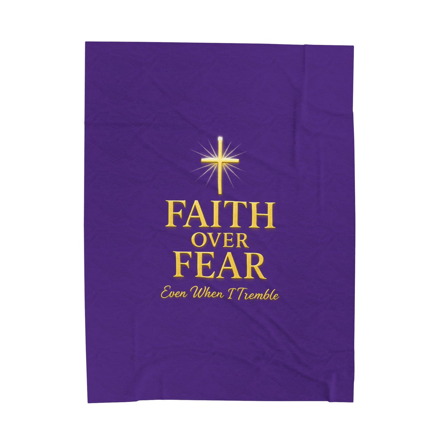 Faith Over Fear Velveteen Plush Blanket, Cozy Christian Blanket, Inspirational Gift, Soft Throw, Home Decor, Religious Comfort