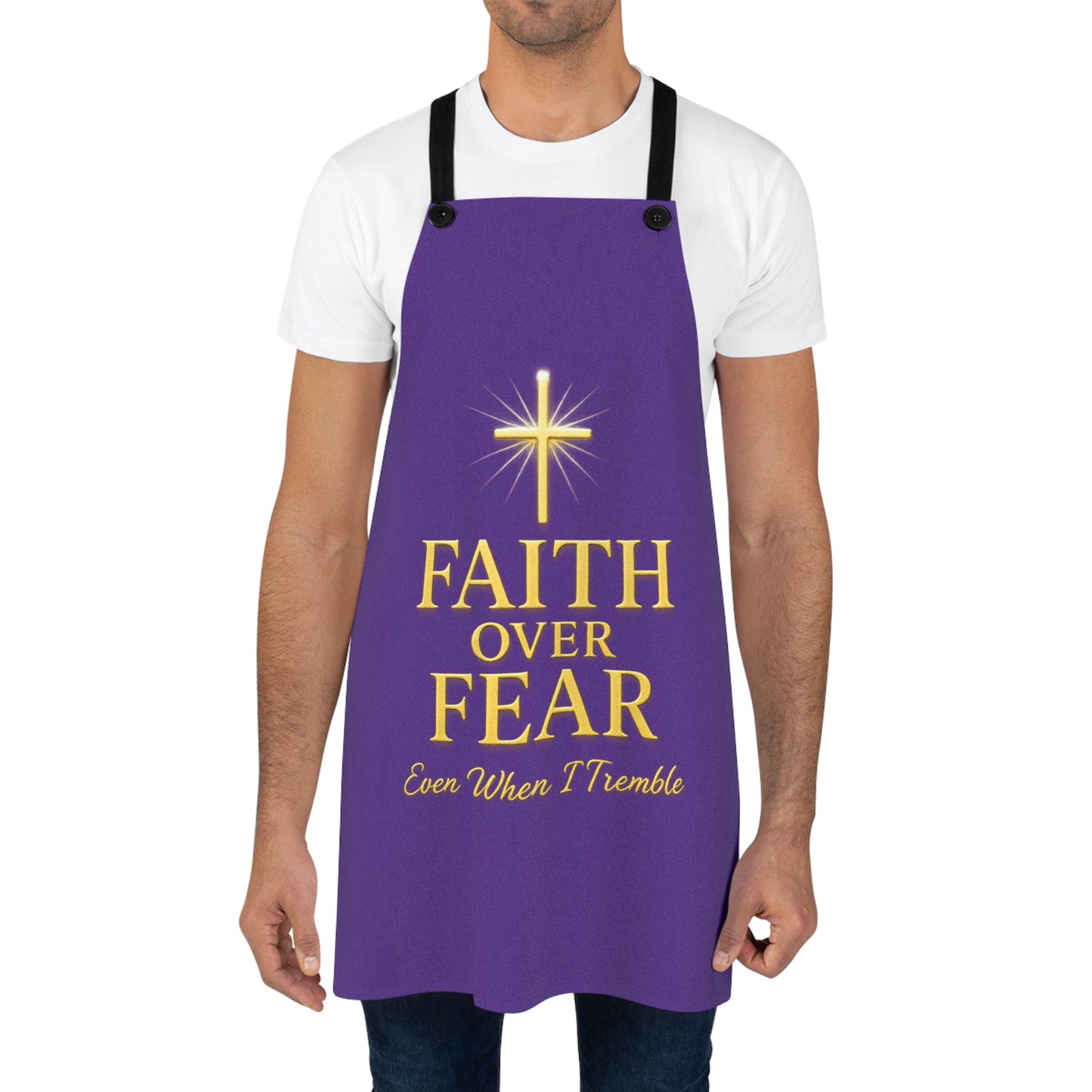 Faith Over Fear Apron, Inspirational Kitchen Gear, Religious Cooking Gift, Purple Kitchen Helper, Perfect for Holidays, Baking Connection