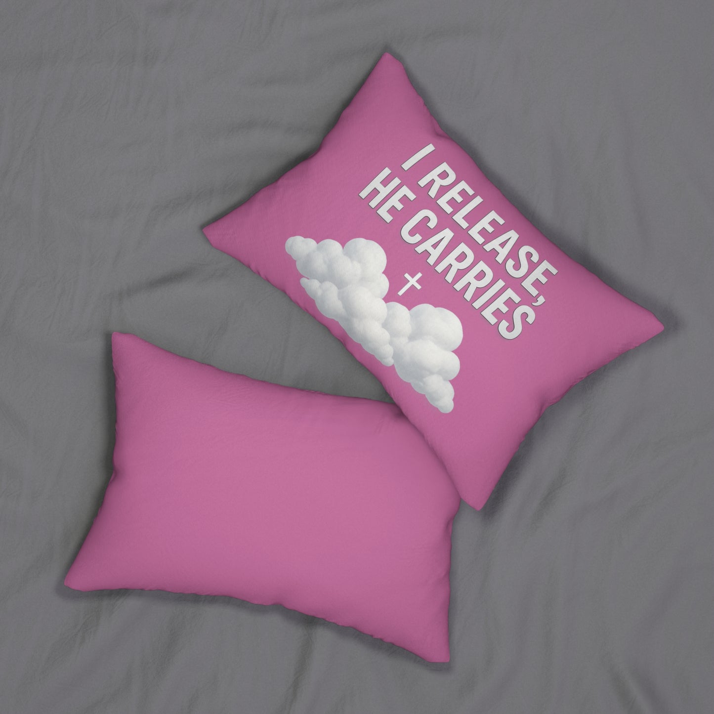 Inspirational Lumbar Pillow - I Release, He Carries, Motivational Decor, Throw Pillow for Faith, Christian Home, Gift for Any Occasion