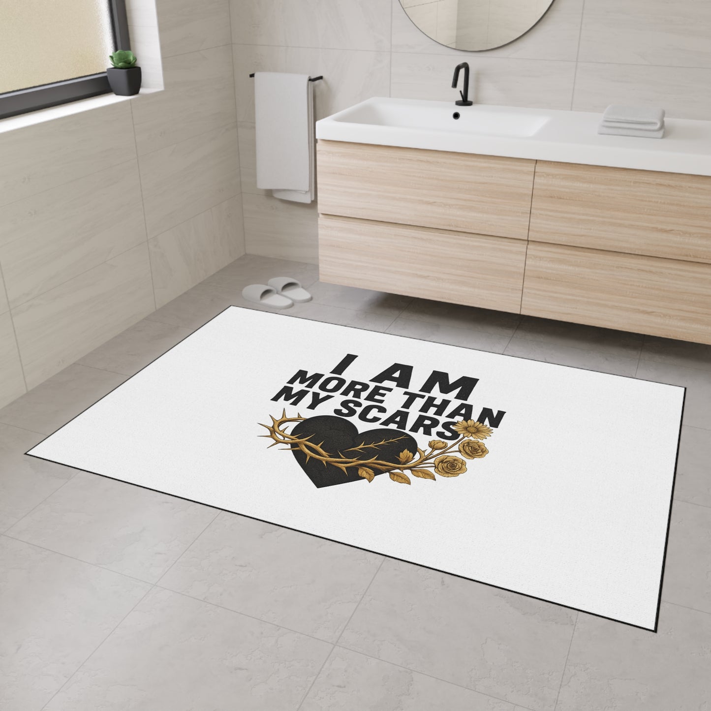 Heavy Duty Floor Mat with Inspirational Quote - 'I Am More Than My Scars' - Motivational Home Decor, Entryway Rug, Indoor Mat, [...]