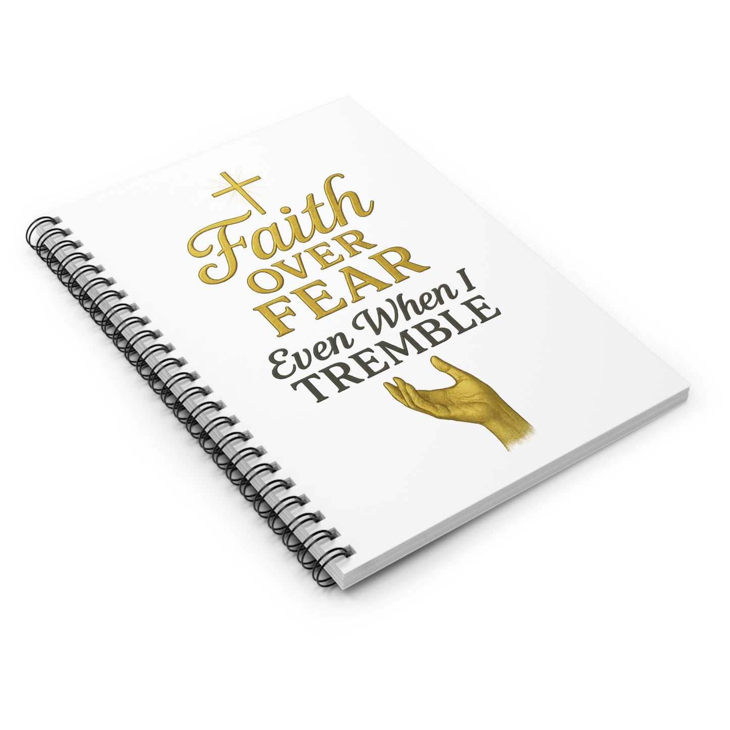 Faith Over Fear Spiral Notebook - Inspirational Journal, Motivational Gift, Christian Supplies, Hand Lettered Design, Spiritual Reminder