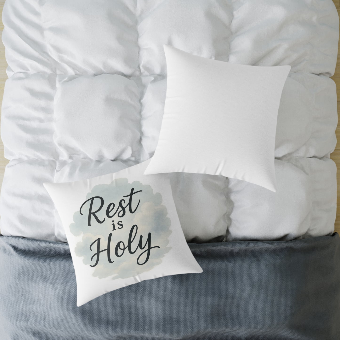 Decorative Throw Pillow - 'Rest is Holy' - Cozy Home Accent, Gift for Home Decor Lovers, Relaxation, Meditation, Self-Care