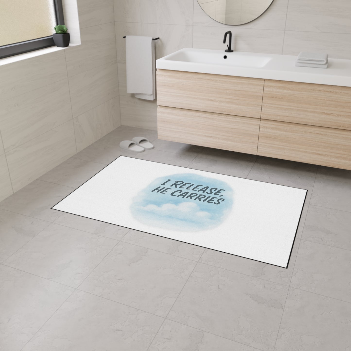 Inspirational Heavy Duty Floor Mat - 'I Release, He Carries' - Non-Slip Welcome Mat, Home Decor, Motivational Gift, Entryway Rug, [...]