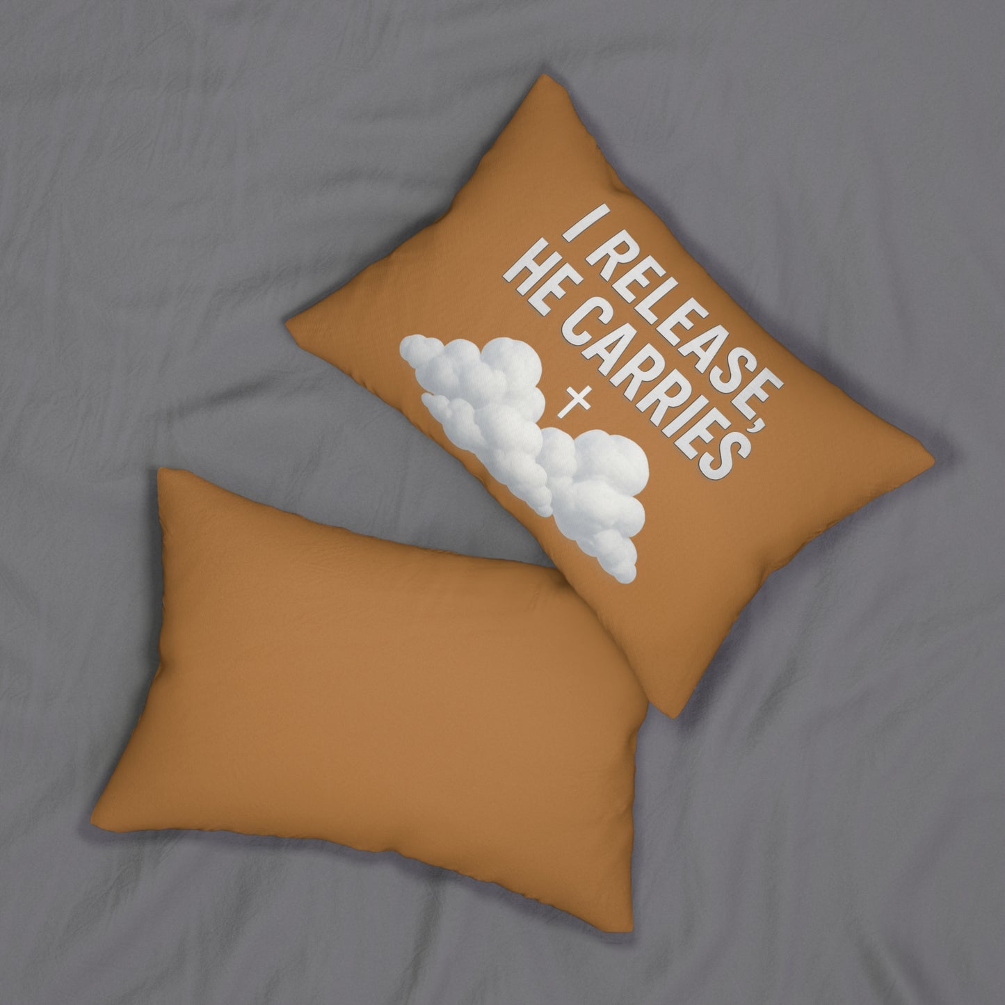 Faith-Inspired Lumbar Pillow - I Release, He Carries, Home Decor, Prayer Pillow, Gift for Believers, Christian Home