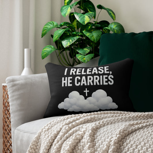 Spun Polyester Lumbar Pillow - "I Release, He Carries" Christian Home Decor, Inspirational Gift, Relaxation Pillow, Cozy Living Room [...]
