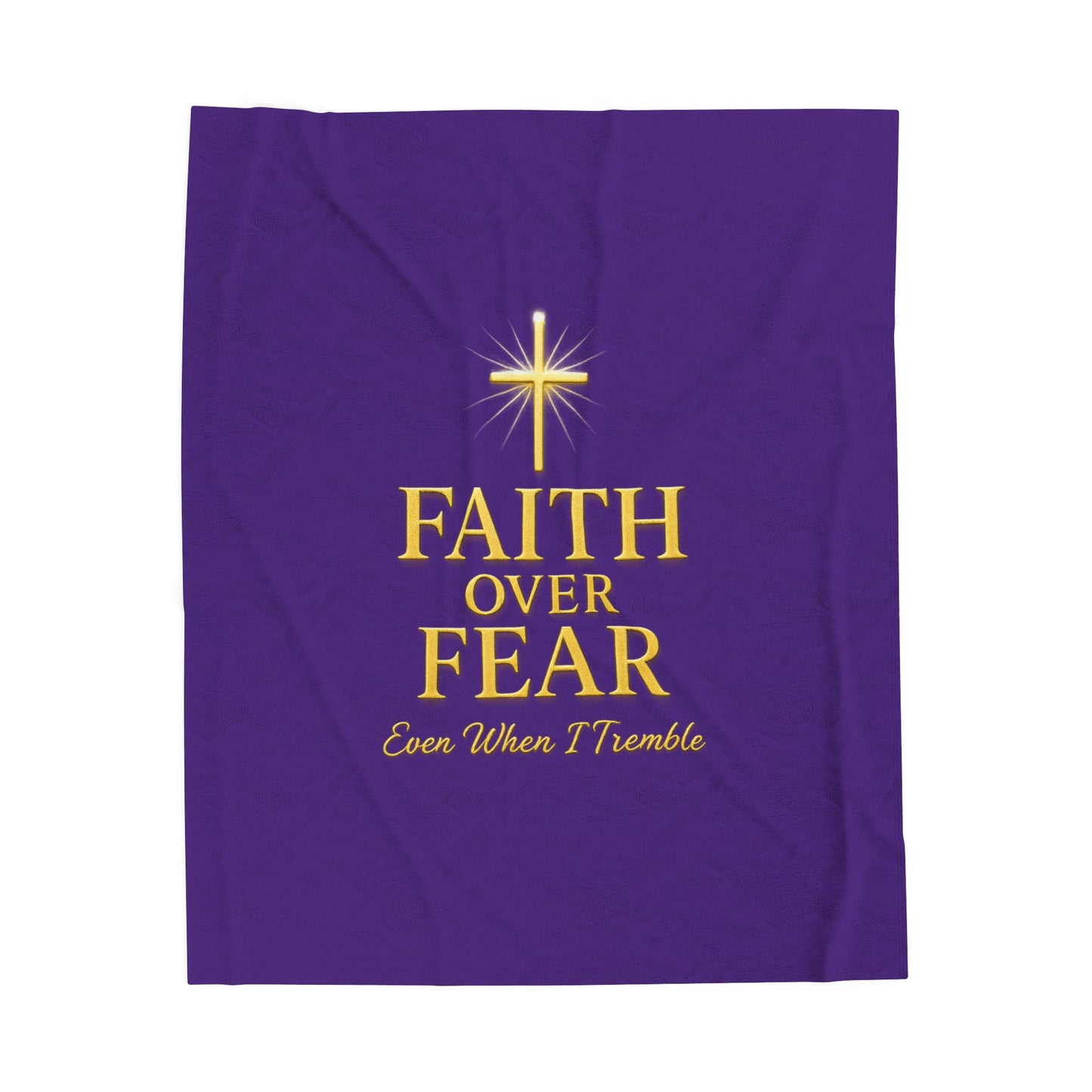 Faith Over Fear Velveteen Plush Blanket, Cozy Christian Blanket, Inspirational Gift, Soft Throw, Home Decor, Religious Comfort
