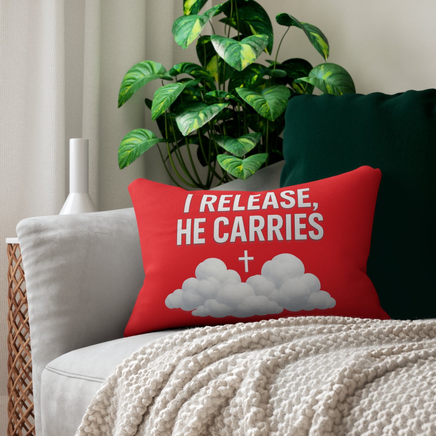 Inspirational Lumbar Pillow | Faith-Based Home Decor, Christian Gift, Comfort Cushion, Positive Quote Pillow, Religious Accent Piece