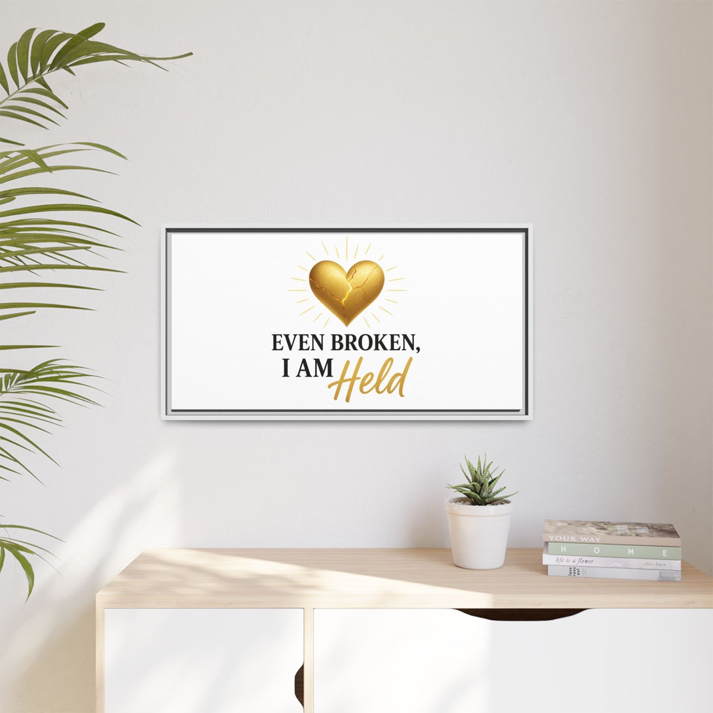 Heartfelt Framed Canvas Art - "Even Broken, I Am Held" - Inspirational Wall Decor, Home Gift, Motivational Art, Heartwarming Quote, [...]