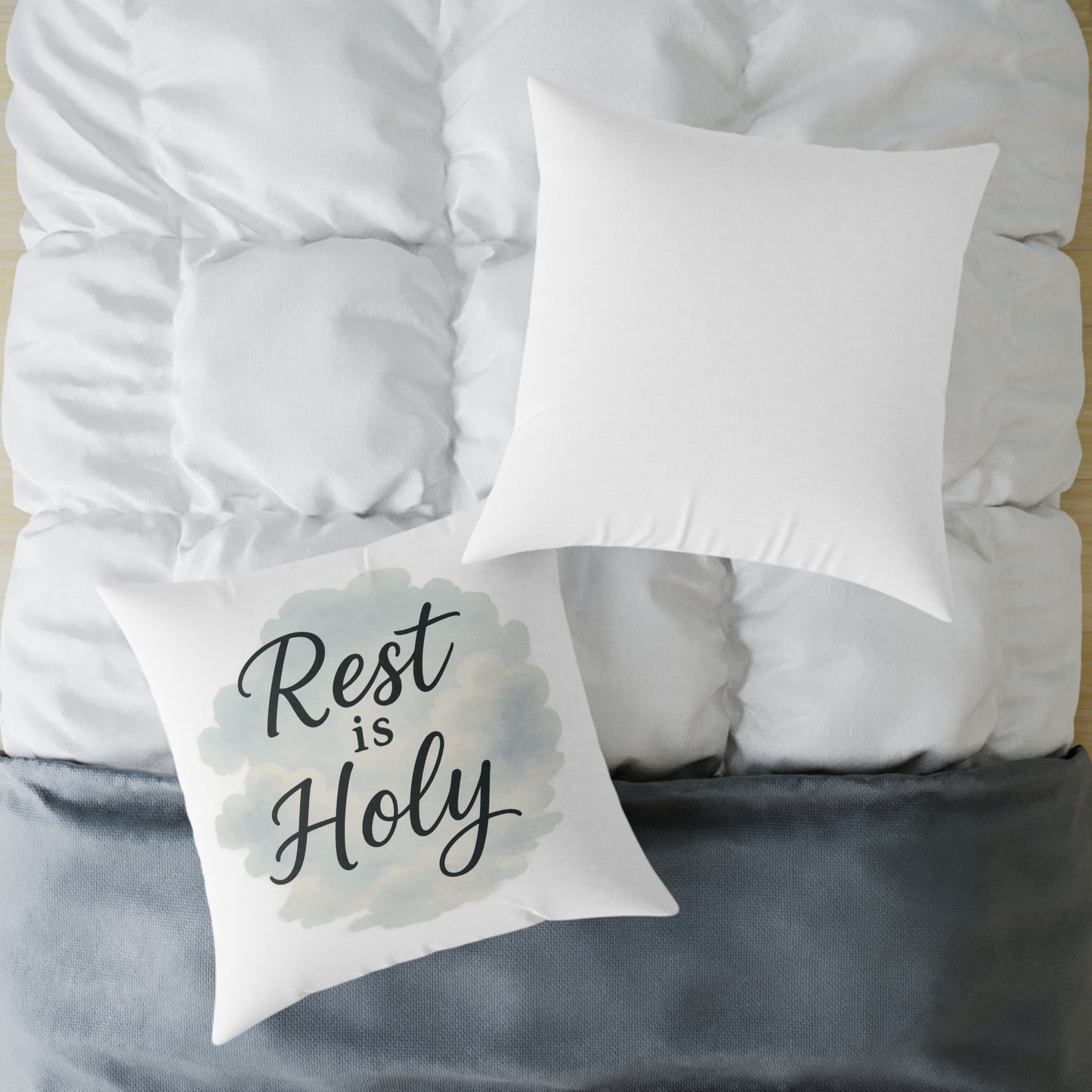 Decorative Throw Pillow - 'Rest is Holy' - Cozy Home Accent, Gift for Home Decor Lovers, Relaxation, Meditation, Self-Care