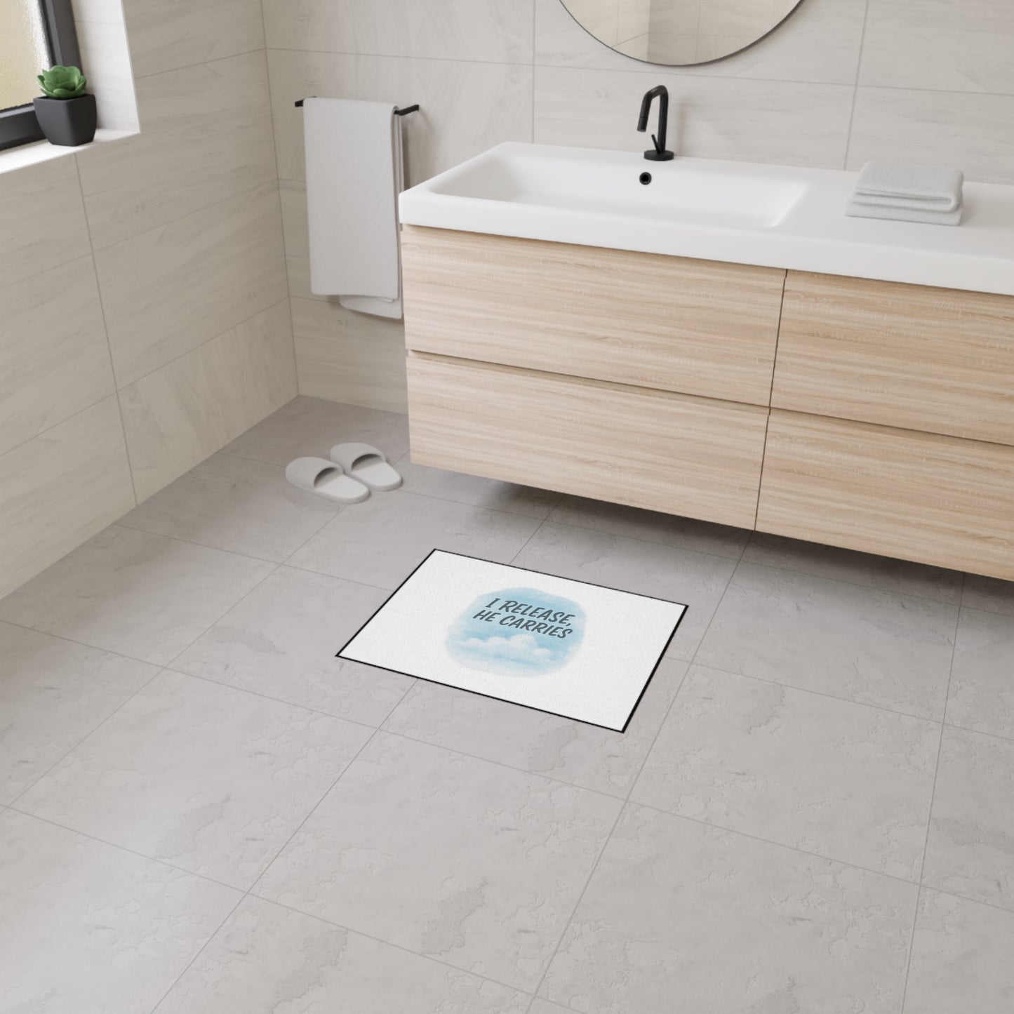 Inspirational Heavy Duty Floor Mat - 'I Release, He Carries' - Non-Slip Welcome Mat, Home Decor, Motivational Gift, Entryway Rug, [...]