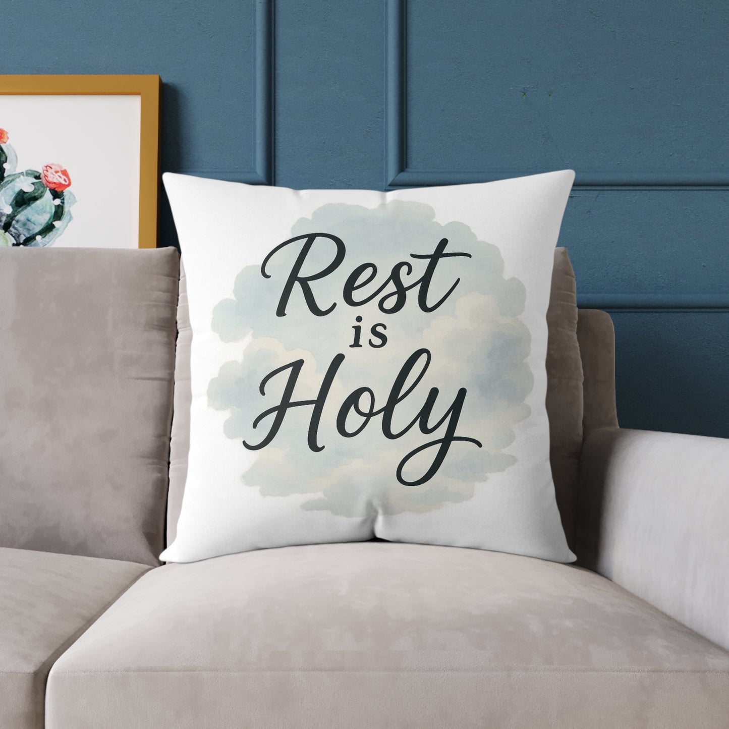 Decorative Throw Pillow - 'Rest is Holy' - Cozy Home Accent, Gift for Home Decor Lovers, Relaxation, Meditation, Self-Care