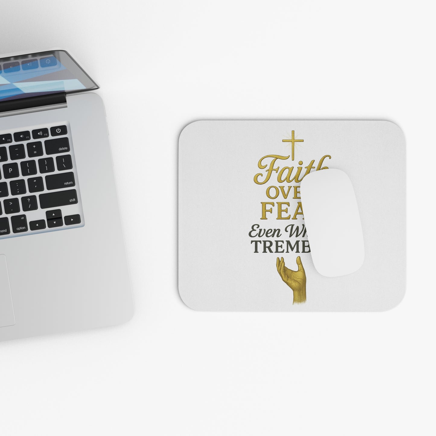 Faith Over Fear Mouse Pad - Inspirational Desk Accessory for Home Office, Motivational Gift, Christian Decor, Unique Study Supplies