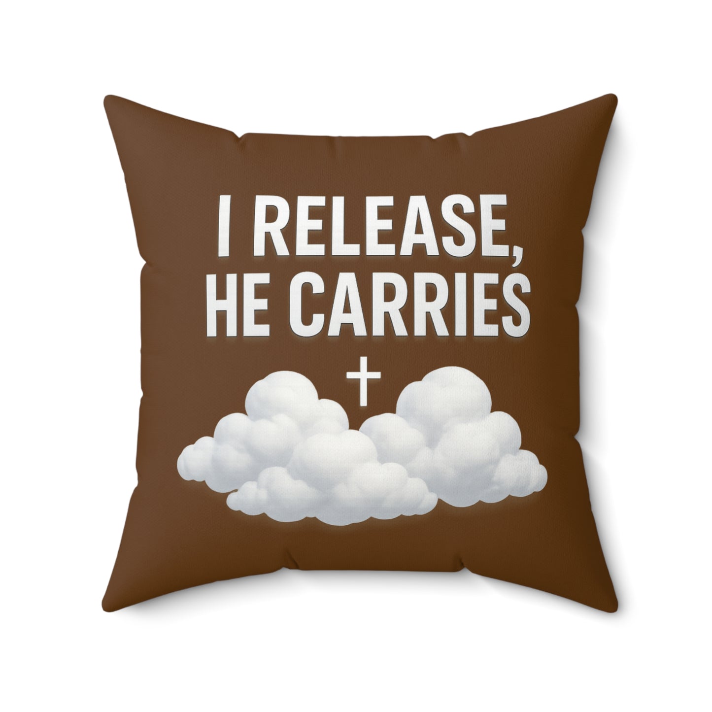 Spun Polyester Square Pillow with Inspirational Quote, Faith-Based Home Decor, Gift for Friends, Spiritual Living Room Accent