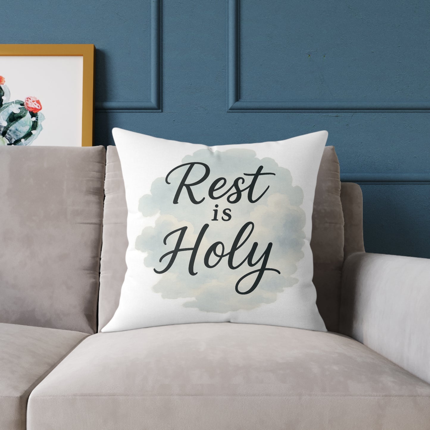 Decorative Throw Pillow - 'Rest is Holy' - Cozy Home Accent, Gift for Home Decor Lovers, Relaxation, Meditation, Self-Care