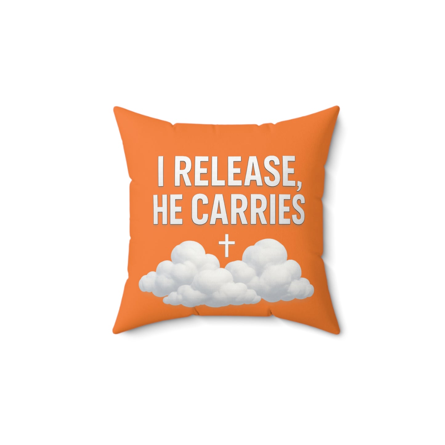 Inspirational Quote Pillow | I Release, He Carries Decor, Faith-Based Cushion, Spiritual Home Accent, Gift for Friends