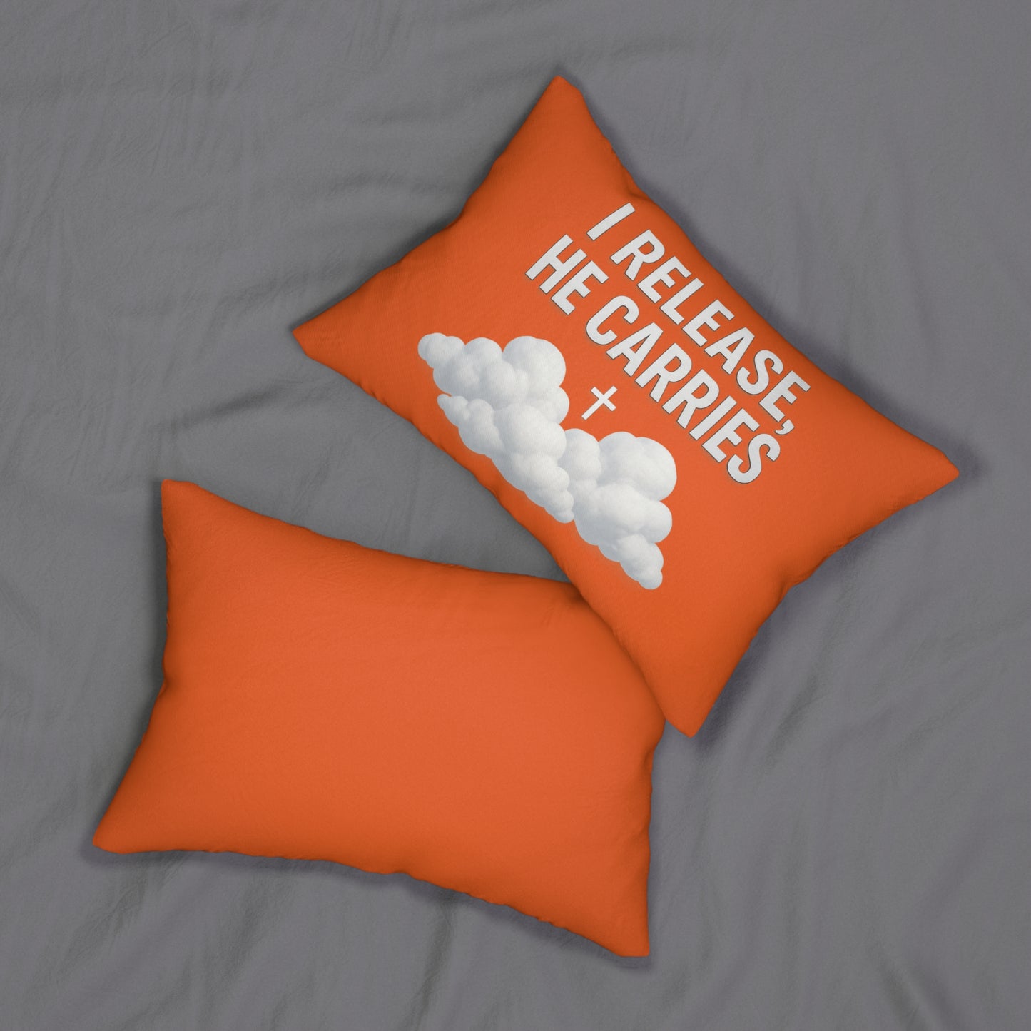 Faith-Inspired Lumbar Pillow - "I Release, He Carries" - Spiritual Home Decor, Christian Gift, Cozy Accent, Prayer Pillow, Inspirational