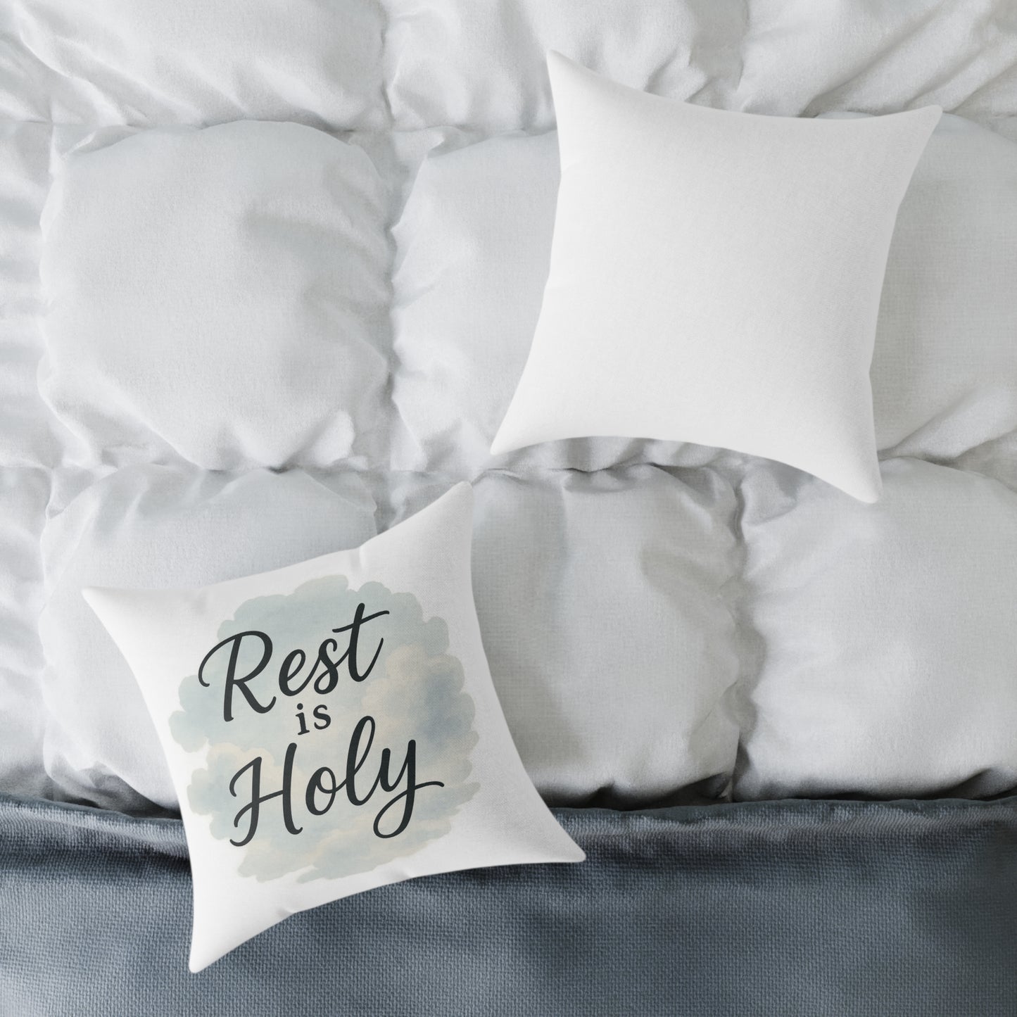 Decorative Throw Pillow - 'Rest is Holy' - Cozy Home Accent, Gift for Home Decor Lovers, Relaxation, Meditation, Self-Care