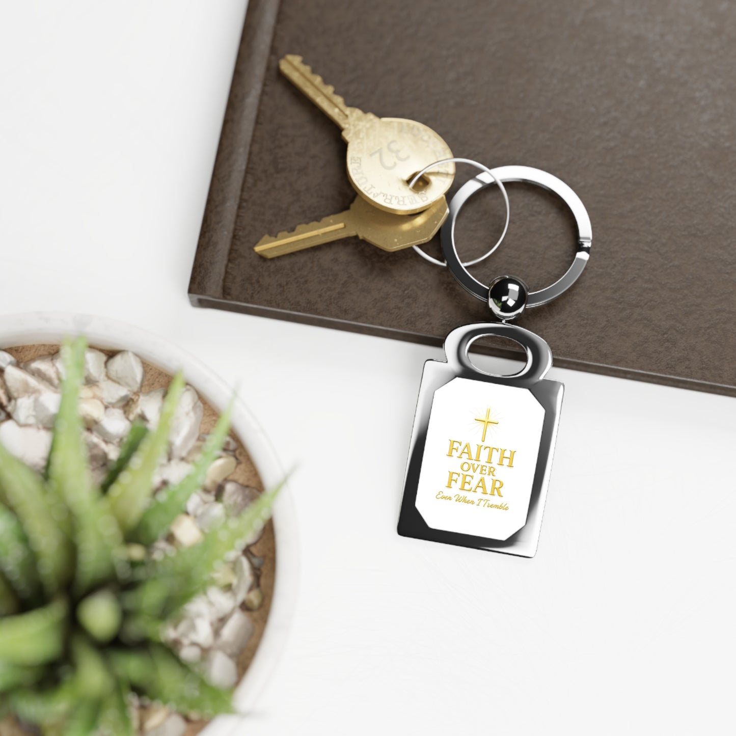 Faith Over Fear Keyring, Inspirational Keychain, Motivational Gift, Christian Keepsake, Graduation Keyring, Daily Reminder