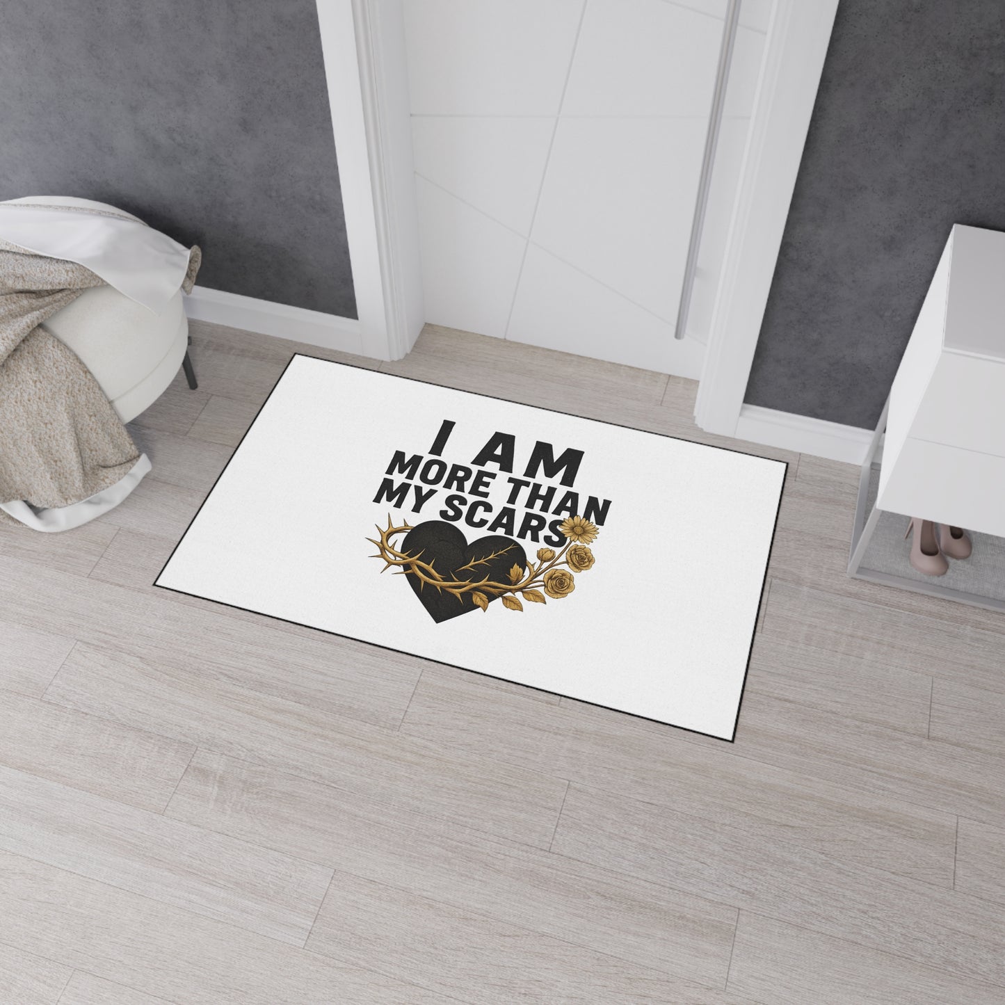 Heavy Duty Floor Mat with Inspirational Quote - 'I Am More Than My Scars' - Motivational Home Decor, Entryway Rug, Indoor Mat, [...]