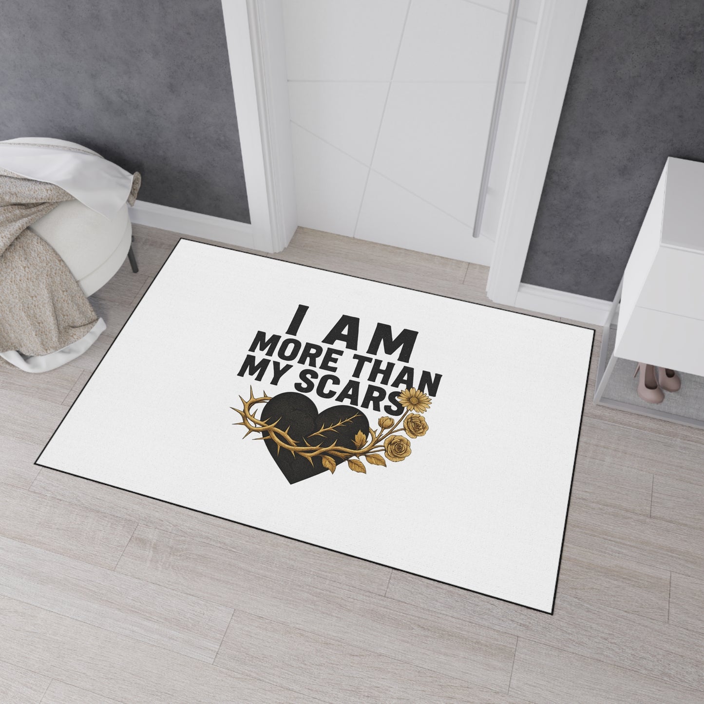 Heavy Duty Floor Mat with Inspirational Quote - 'I Am More Than My Scars' - Motivational Home Decor, Entryway Rug, Indoor Mat, [...]