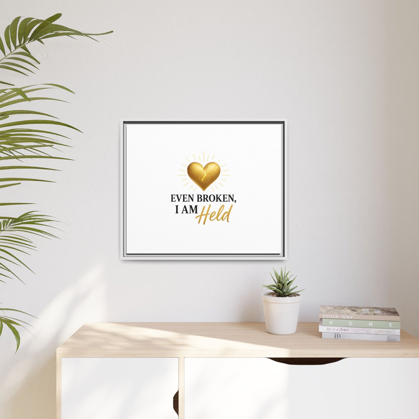 Heartfelt Framed Canvas Art - "Even Broken, I Am Held" - Inspirational Wall Decor, Home Gift, Motivational Art, Heartwarming Quote, [...]