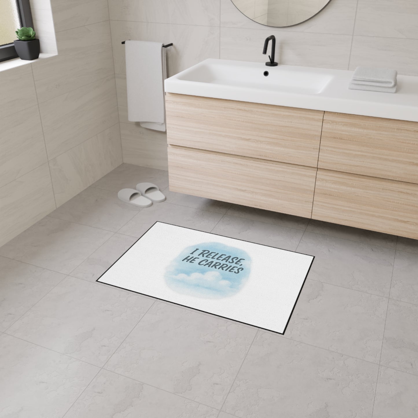 Inspirational Heavy Duty Floor Mat - 'I Release, He Carries' - Non-Slip Welcome Mat, Home Decor, Motivational Gift, Entryway Rug, [...]