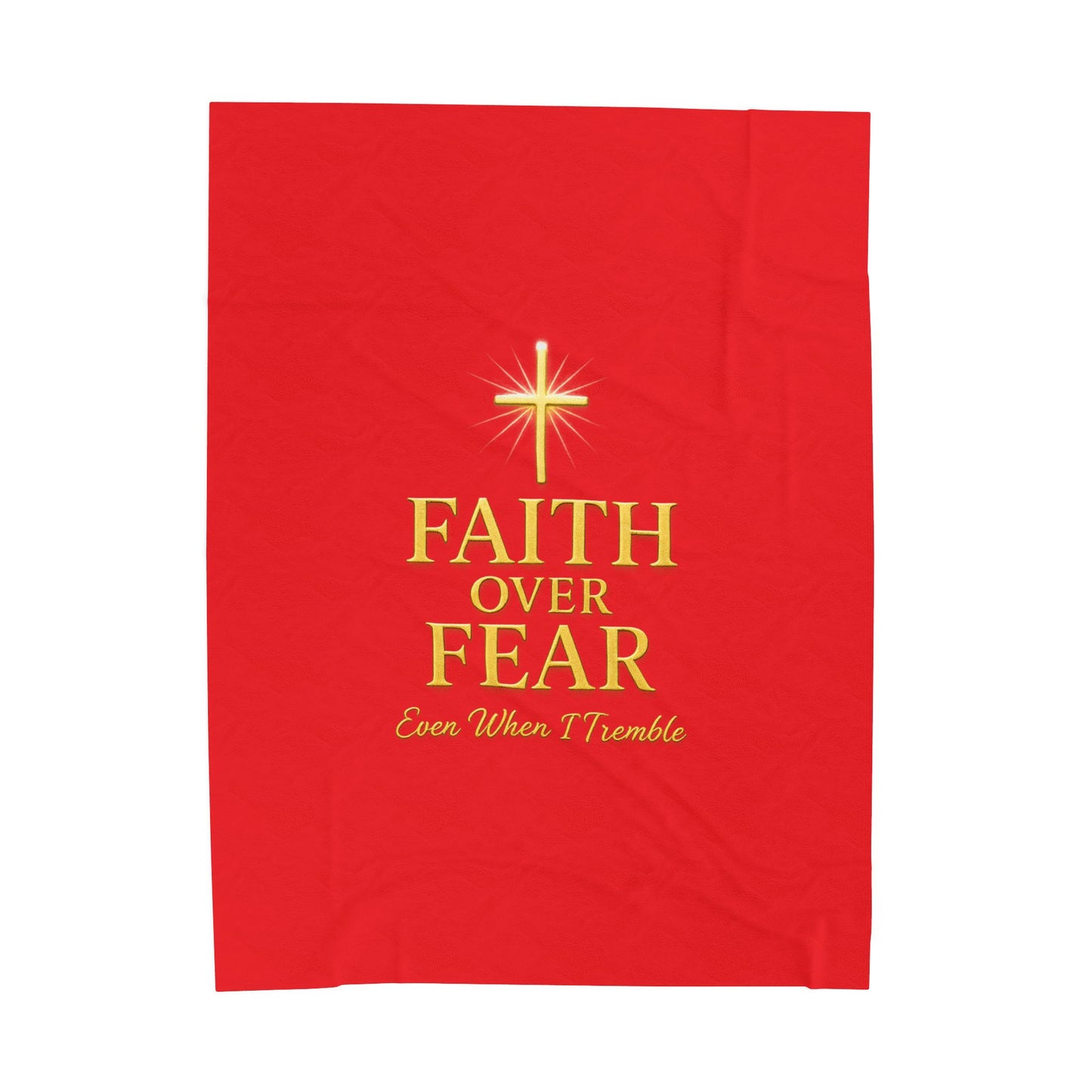 Faith Over Fear Velveteen Plush Blanket - Inspirational Throw for Comfort, Cozy Decor, Gift for Friends, Home & Family, Relaxation