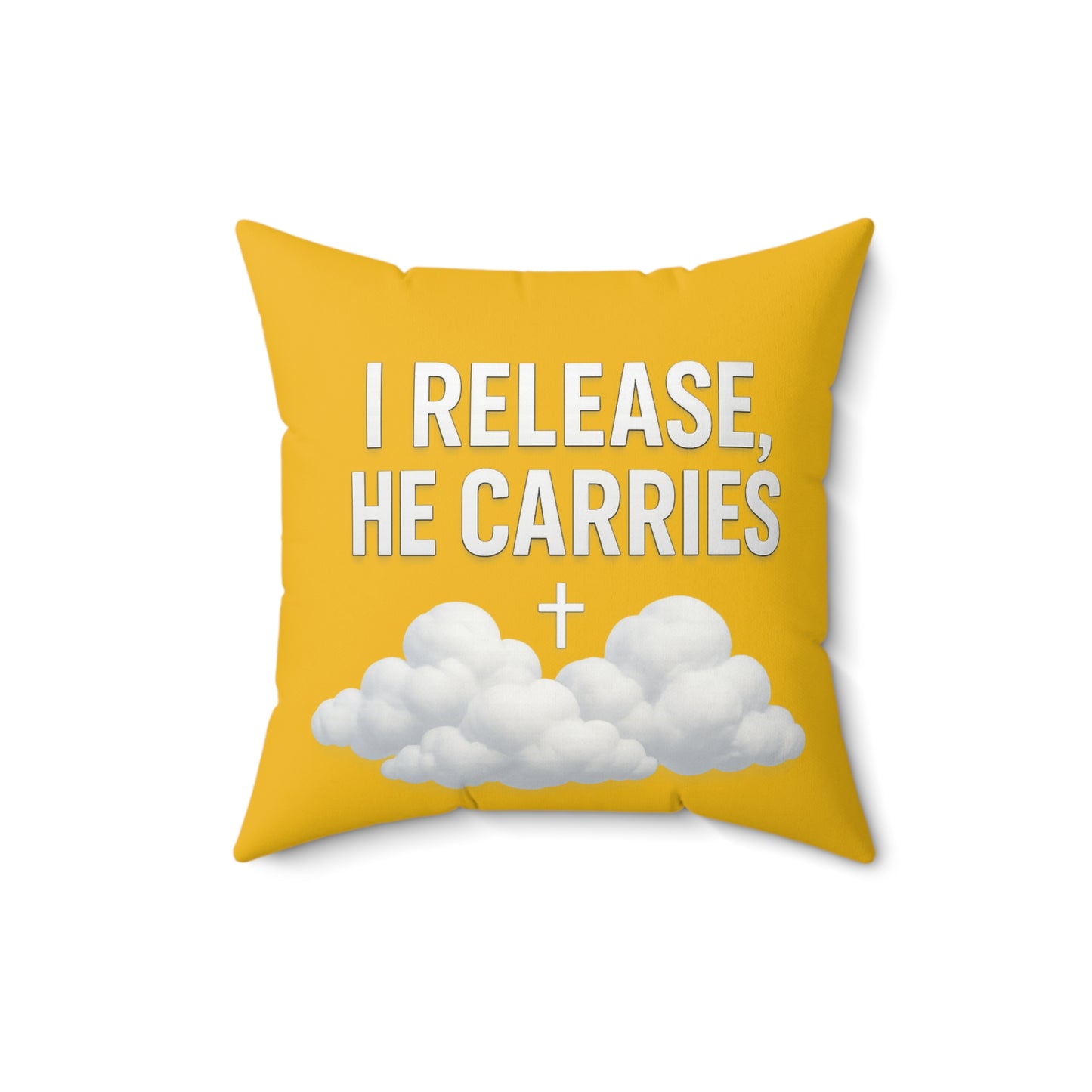 Inspirational Throw Pillow, Comfort Decor, Faith-Based Home Accent, Encouragement Gift, Yellow Cloud Cushion