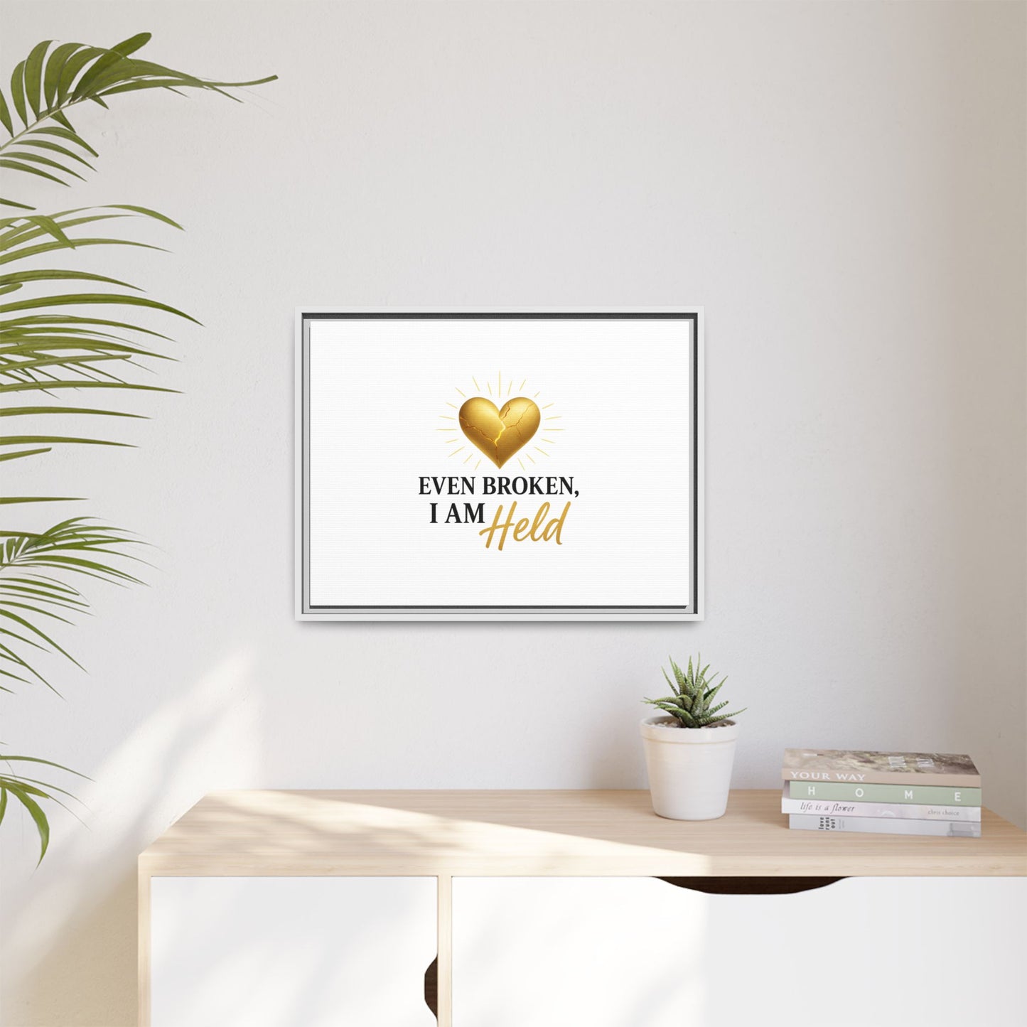 Heartfelt Framed Canvas Art - "Even Broken, I Am Held" - Inspirational Wall Decor, Home Gift, Motivational Art, Heartwarming Quote, [...]