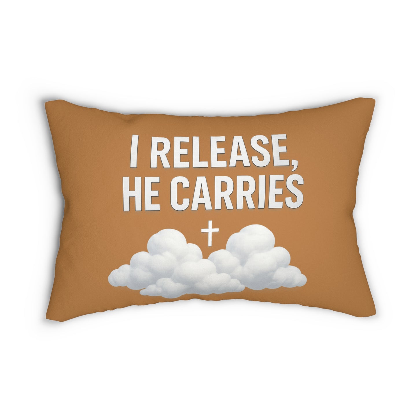 Faith-Inspired Lumbar Pillow - I Release, He Carries, Home Decor, Prayer Pillow, Gift for Believers, Christian Home